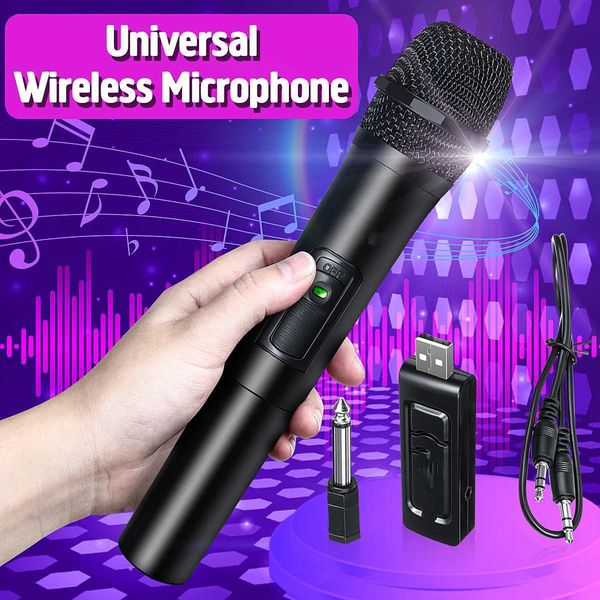 Novo 1 conjunto UHF USB 3.5mm 6.35mm Microfone sem fio Megafone Micheld Mic com receptor Karaoke Speech Loudspeaker