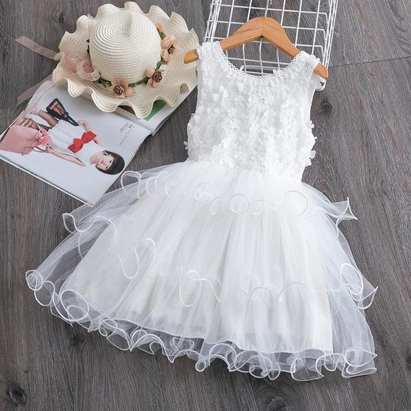 Abiti da ragazza Summer Party Princess Dress For Girls Prima Comunione Flower Bow Tulle Vestido Baby Girl Clothes Costume da torta di compleanno KidsGi