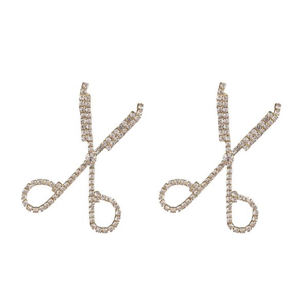 

kimter scissors stud earrings charm fashion 925 sterling silver creative crystal rhinestone earring jewelry accessories dhl k28fa, Golden