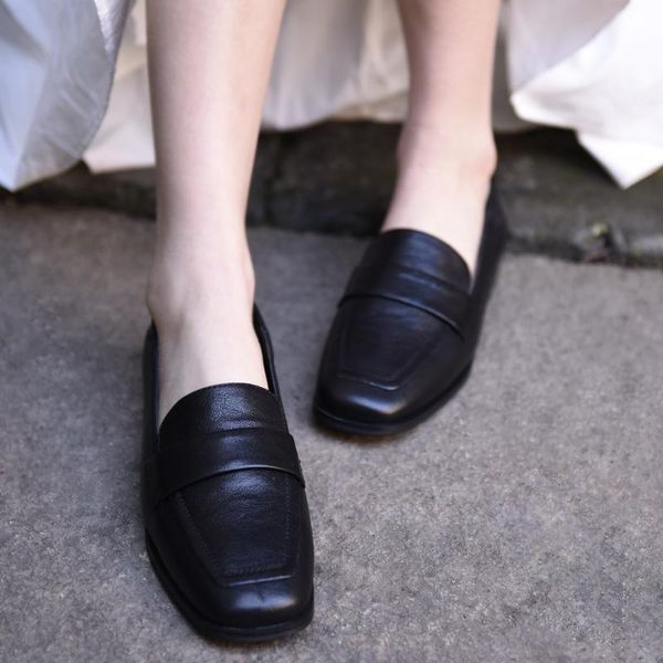 

dress shoes artmu original spring/autumn women's genuine leather woman low heels retro ladies designer black mules loafers
