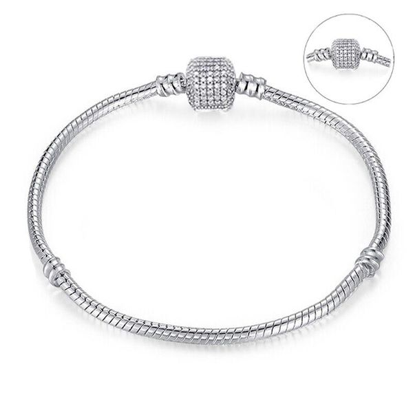 

selling silver-plated snake chain charm bracelet fit original men and women beads fine jewelry gift link,, Black