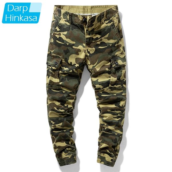 

men camouflage jogger cargo pants cotton brand casual loose tactical military fashion streetwear trousers big size 210715, Black