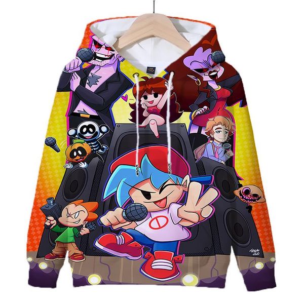 

women's hoodies & sweatshirts children friday night funkin sweatshirt game fnf 3d hoodie for boys girl cartoon pullover teens streetwe, Black