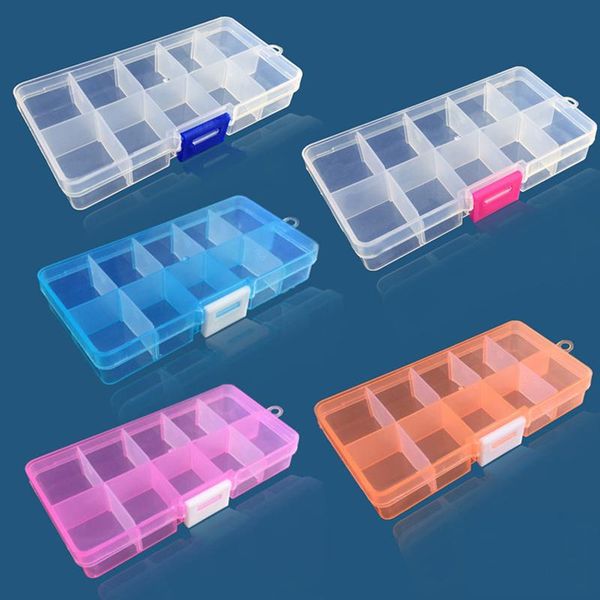 

tool organizers 10 slots plastic storage jewelry box compartment adjustable container for beads earring rectangle case