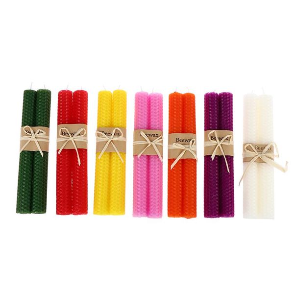 

candles 2pcs beeswax hand rolled romantic home party dinner bistro