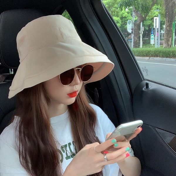 

hat summer new pure color big basin hat female korean sunshade outdoor leisure versatile sunscreen summer fisherman's hat, Blue;gray