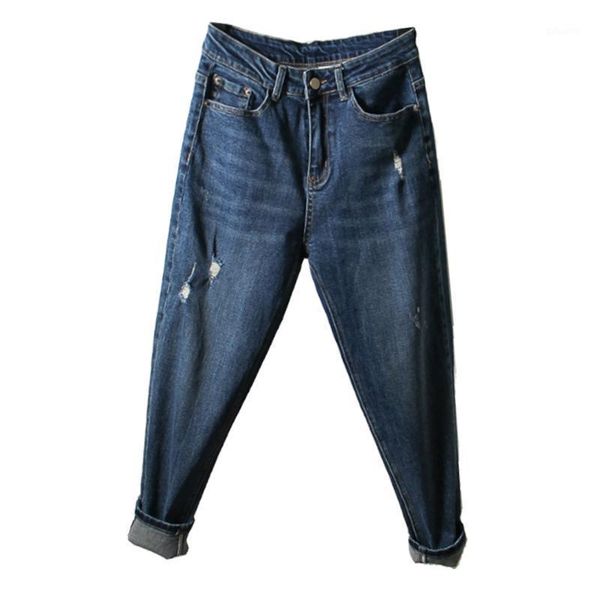 

skinny denim stretch female mom women's fashion high waist boyfriend baggy jeans oversize pants 2021 clothing autumn spring 6480, Blue