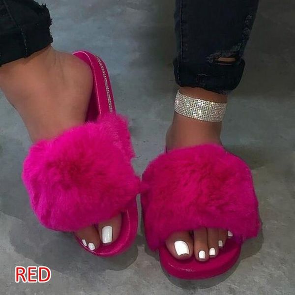 

women's ladies slippers fashion casual crystal furry soft indoor home shoes women summer flat beach, Black