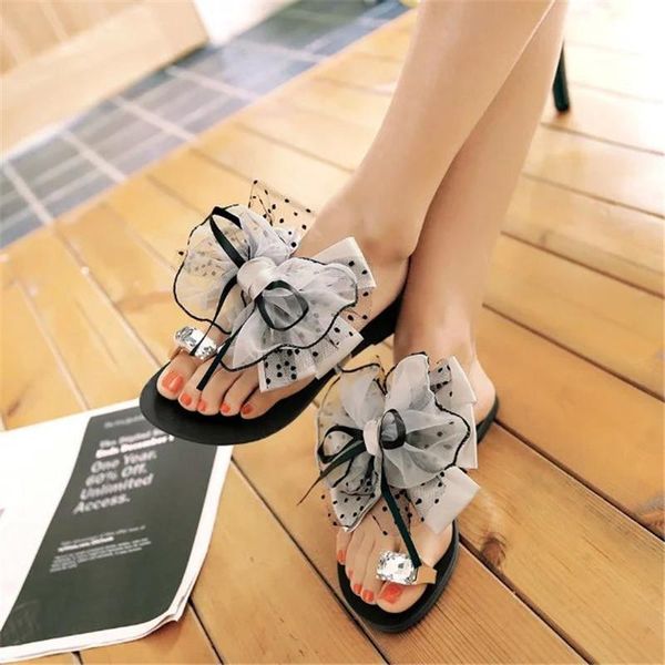 

sandals women fashion dot print summer beach slippers 2021 sweet bowknot high heels casual shoes size, Black