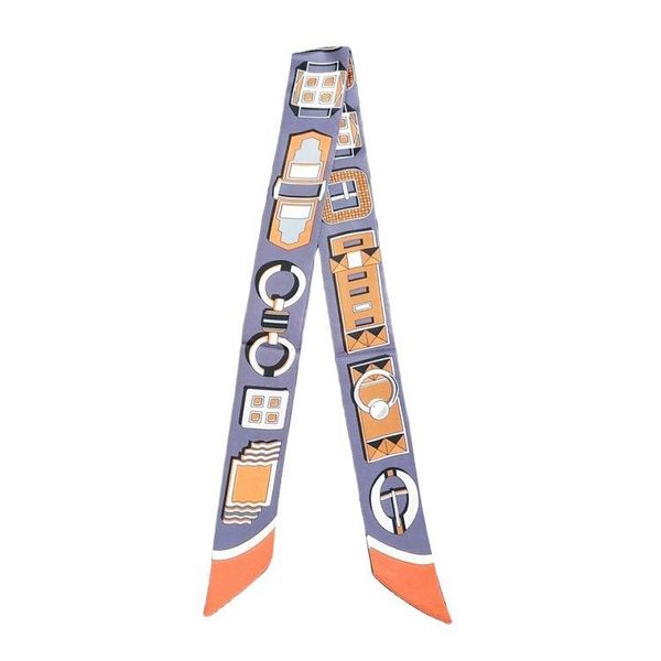 

2021 wholesale brand designer women scarf printing printed handbag scarfs neckties hair bundles polyester material as gift, Blue;gray