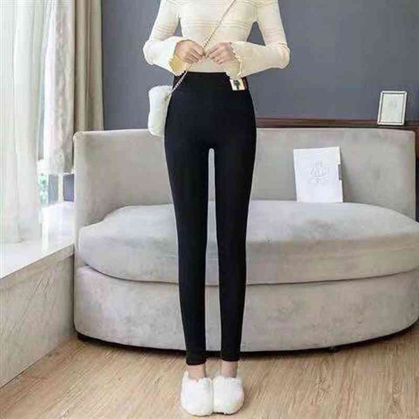 

winter warm leggings women casual high waist cold resistant keep warm fleece elastic and comfortable solid color long pants, Black