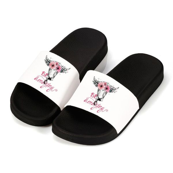

slippers 2021 women sandals summer home beach slides cow head flower pattern anti-slip flip flops female shoes plus size 41, Black