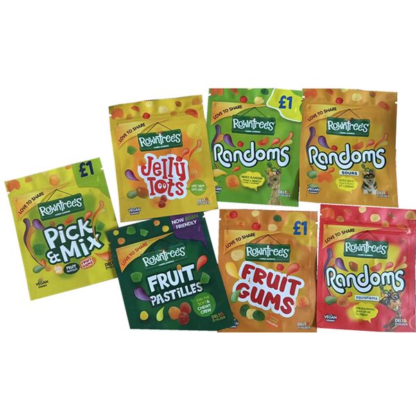 Rownfrees Jelly Lots Randoms Vegan 500mg Embalagem Sacos Fruit Gums PastaLillfs Canna Gummies Sour Packaging Bag Package Delt 21+ mais velho