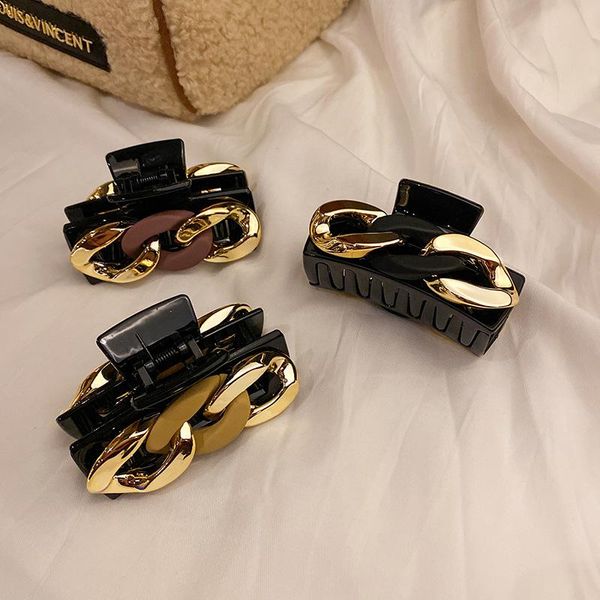 

hair accessories oaoleer korean simple chain catch clip ins net red black head large elegant temperament hairpin