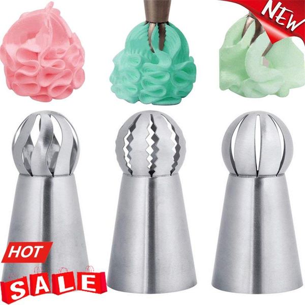 

baking & pastry tools 1pc/3pcs russian flower icing piping nozzles tips sphere ball cake decoration kitchen cupcake set