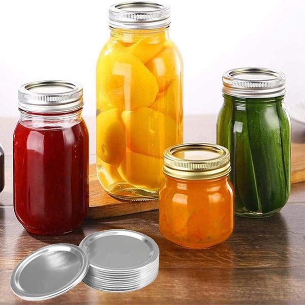 

kitchen storage & organization 50 pack reusable lids with silicone seals rings regular mouth mason jar split type not include band