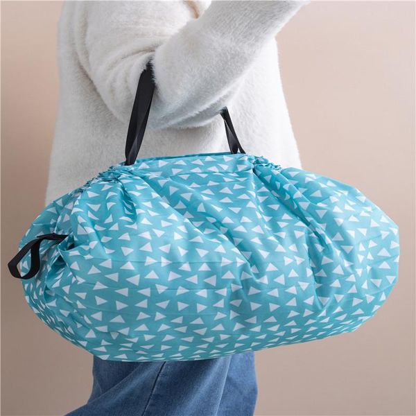 

storage bags foldable shopping bag eco reusable tote oxford fabric casual large-capacity home supplies