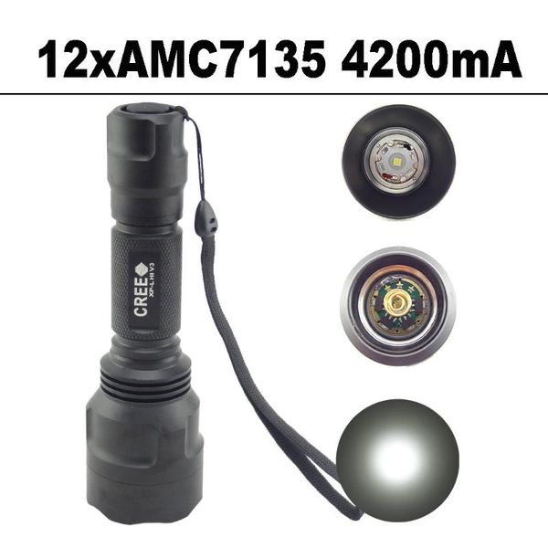 

ultra bright c8 2000lm xp-l hi high intensity 12xamc7135 driver 4200ma 1-mode(on/off) 18650 led flashlights torches