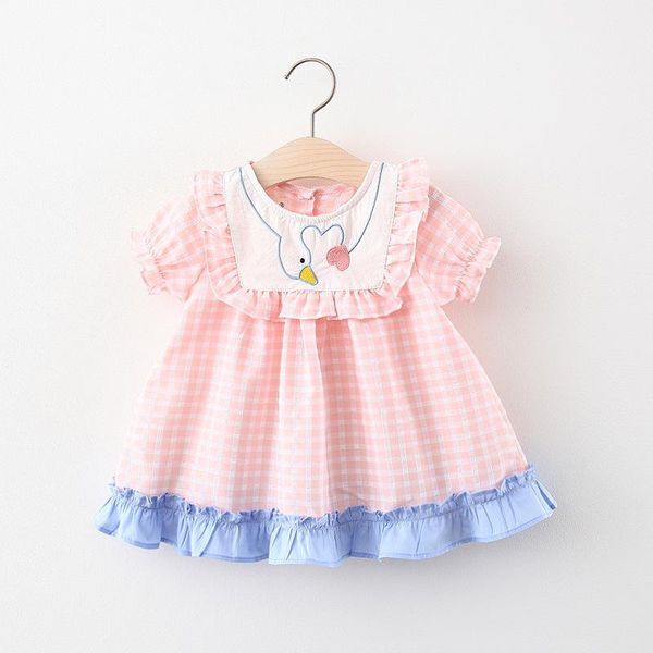 

summer kids girls short-sleeved dress girl's dresses, Red;yellow