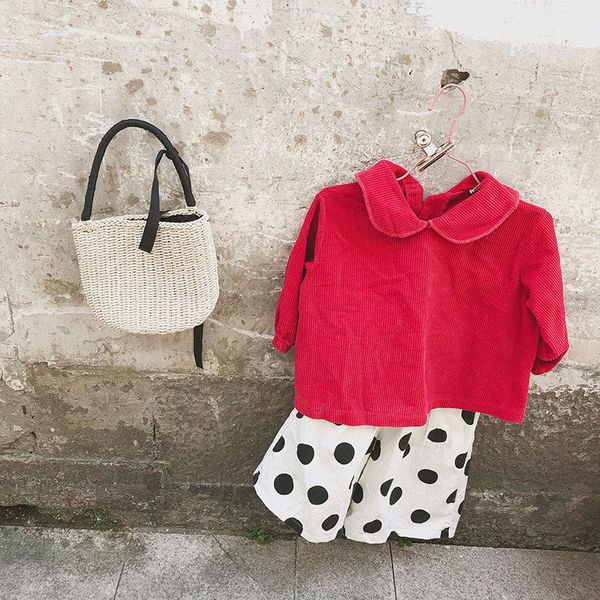 

trousers 2021 autumn&winter kids girl korean wed-leg pants fashion children dot casual child clothings, Blue