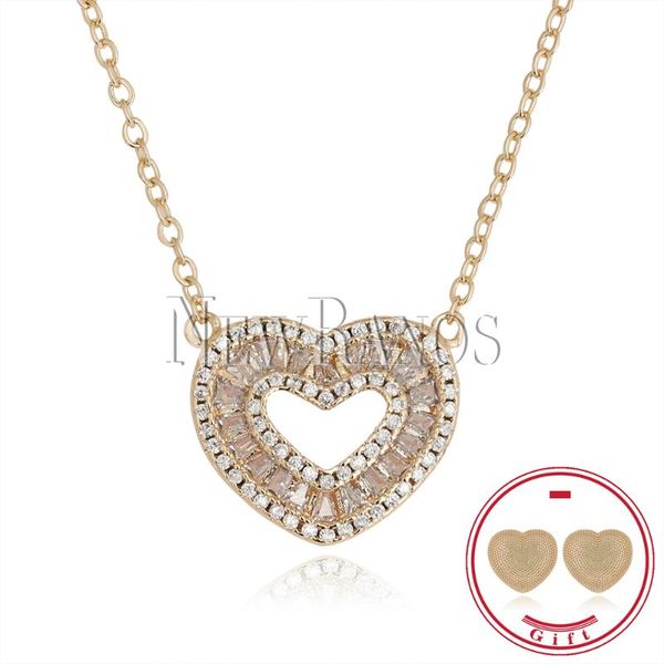 

pendant necklaces vintage heart necklace cubic zirconia shiny long chain statement jewelry fr women fashion nwx002442, Silver