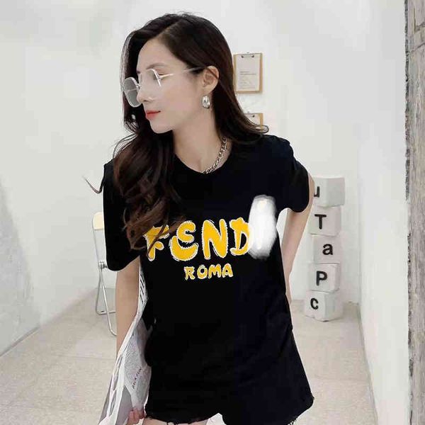 

2022 factory wholesale new model early spring european product creative letter printed cotton short sleeve t-shirt women's loose bottom, White