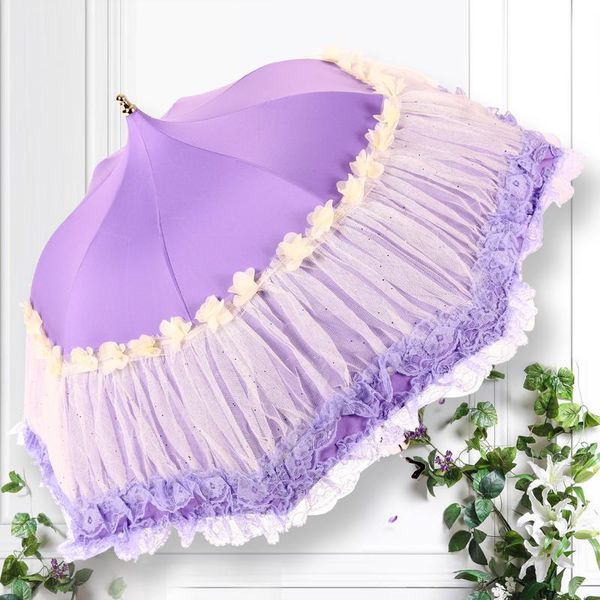 

umbrellas folding fashion parasol double layer woman uv protection windproof travel 8 ribs box sun umbrella kk60ys