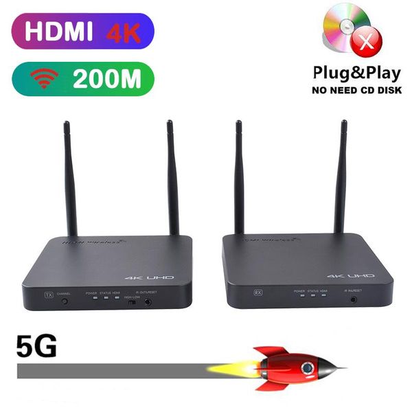 

audio cables & connectors wireless transmitter and receiver 4k 1080p 200m cover 5g ism signal transmission plug play with ir remote ext