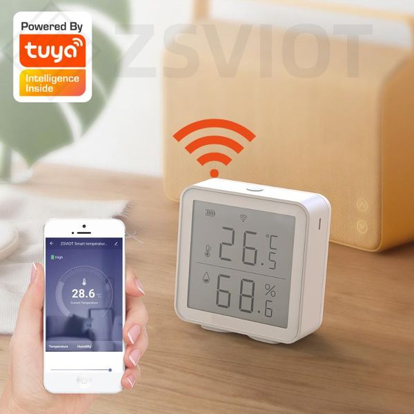 

smart home control tuya wifi temperature & humidity sensor indoor linked with alarm and air conditioner smartlife app led display