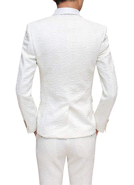 

men's suits & blazers 2021 white man patterned 3 pieces formal business tuxedos groomsmen for wedding party (blazer+vest+pants), White;black