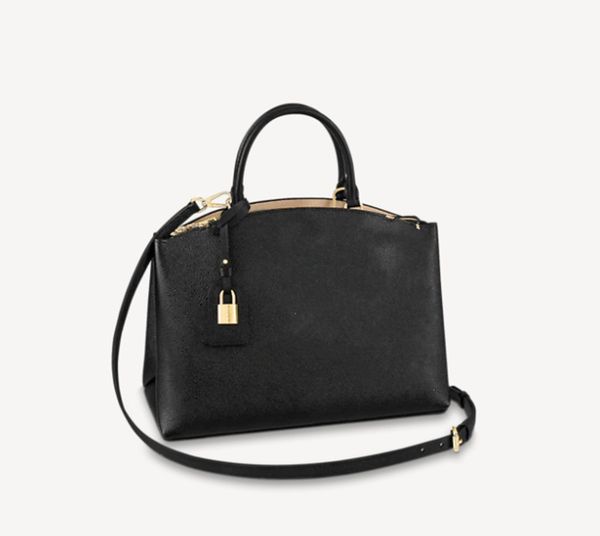 

grand palais tote bag black/beige soft-grained leather crossbody name tag padlock day-to-business bags m4584