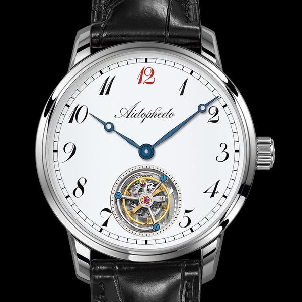 

wristwatches 2021 men coaxial tourbillon mechanical watches original st8230 movement clock mens watch crocodile leather, Slivery;brown