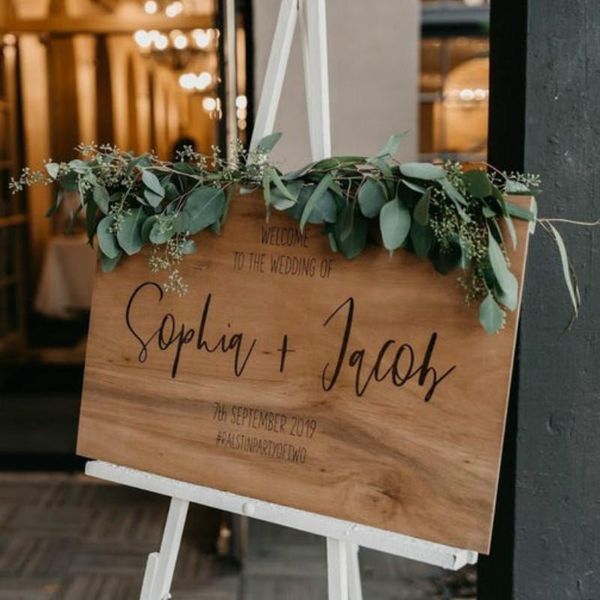 

party decoration wedding welcome sign wood rustic decor engagement to our