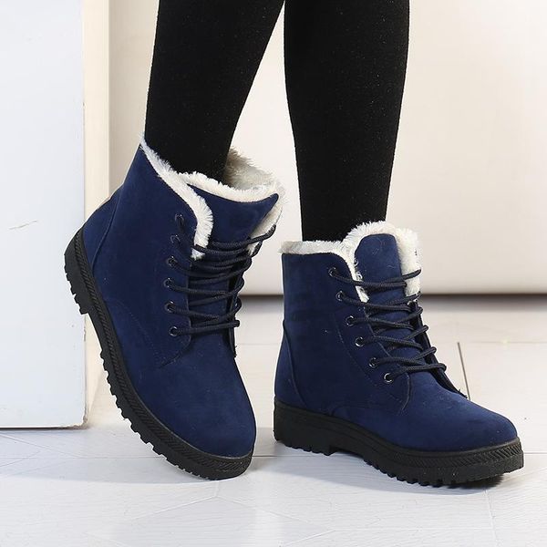 

boots women shoes woman warm ankle for causal winter female snow botas mujer blue booties se578, Black