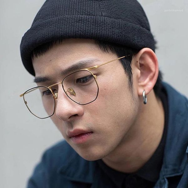 

sunglasses retro harajuku style gold wire rim glasses frame female myopia flat mirror trendy male, White;black
