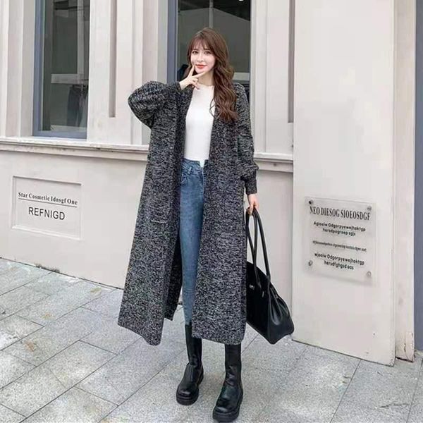 

women's jackets casual long cardigan jacket knitwear female loose sweater coat autumn winter elegant knitted outerwear lady tide sweate, Black;brown
