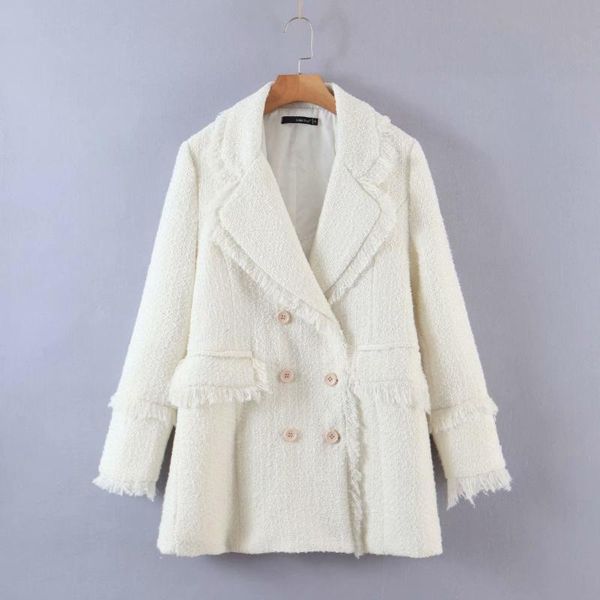 

women's wool & blends 2021 fall women's small fragrance temperament all match plus cotton fringed woolen jacket for ladies fashion, Black