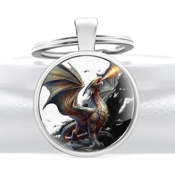 

keychains silver color spitfire design glass cabochon metal pendant key chain fashion men women ring jewelry gifts