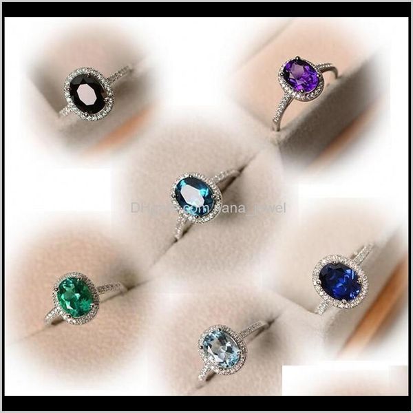 

drop shipping luxury jewelry 925 sterling silver oval cut multi color z cz diamond party women wedding band ring for lovers' gift m5qmw, Slivery;golden