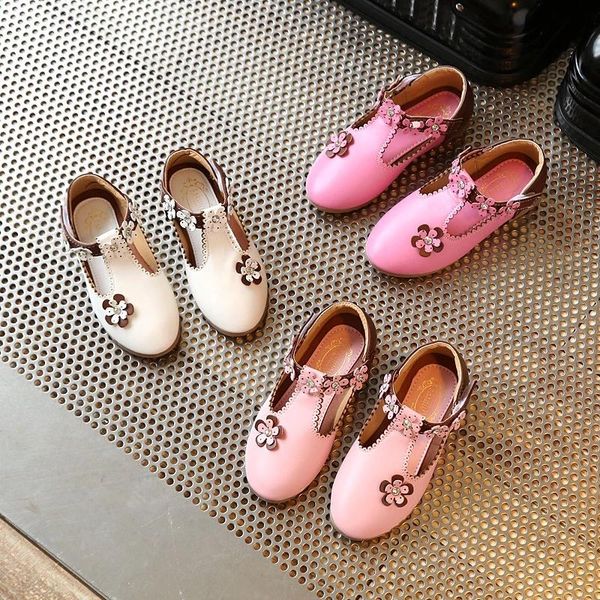 

little monkey girls pu leather shoes princess with floral korea party wedding dress girl children' single siz flat, Black;grey