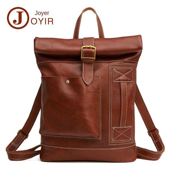 

backpack european and american fashion retro leather full-grain men's large capacity folding travel luggage bag