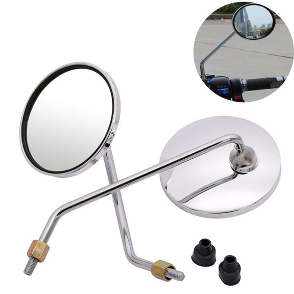 

motorcycle mirrors universal chrome round mirror long stem accessories scooter side