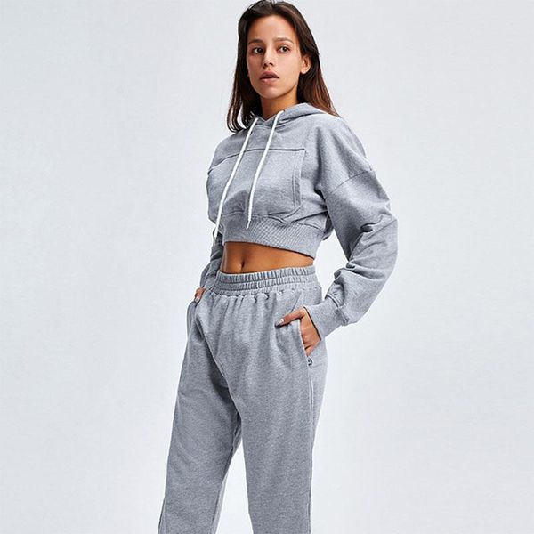 

yoga outfit salspor women clothes sports sets solid color fitness workout ladies suit loose long sleeve exercise woman hoodie set