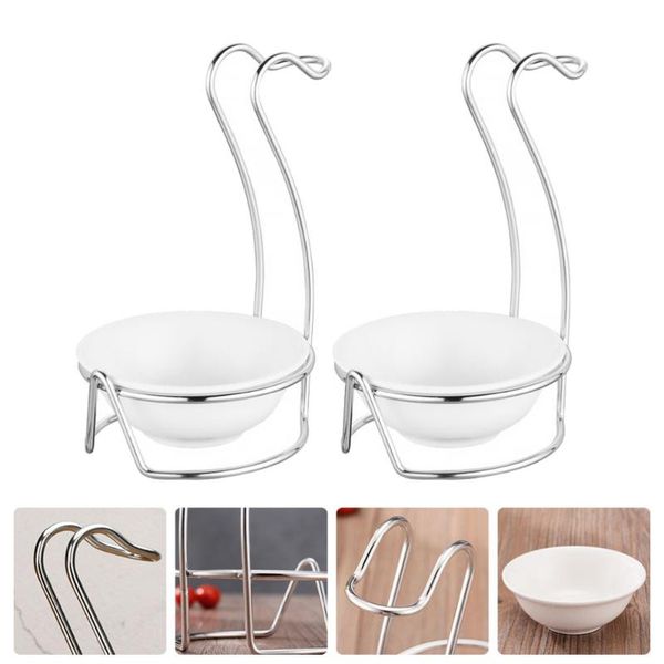 

spoons 2 sets swan shaped ladle holders vertical stainless steel storage racks