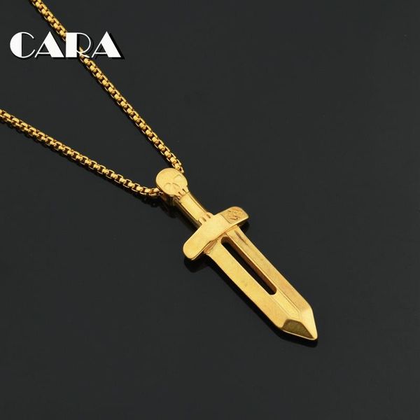 

pendant necklaces 2021 gold color skull sword necklace mens plated 316l stainless steel jewelry for men and women cagf0438, Silver