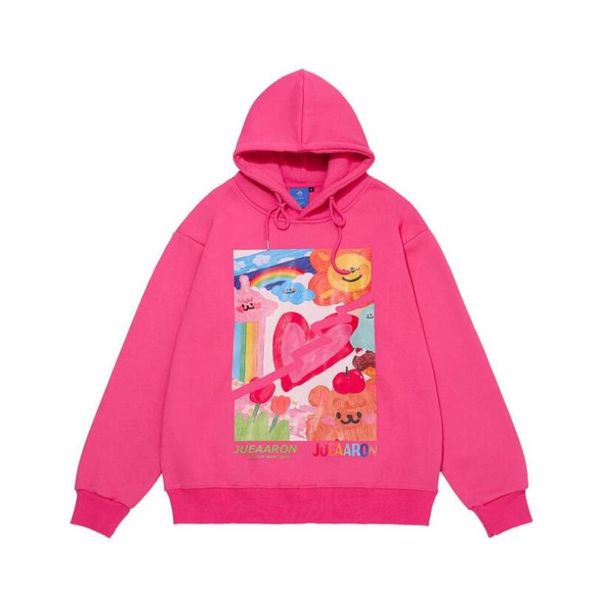 

men's hoodies & sweatshirts fashion japanese fun hand-painted cartoon print hoodie men long sleeve man streetwear pullovers harajuku w2, Black