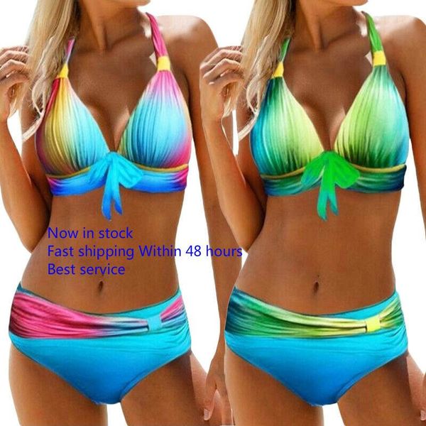 

women's swimwear female gradient color strappy two-piece swimsuits for women bikini sets, White;black