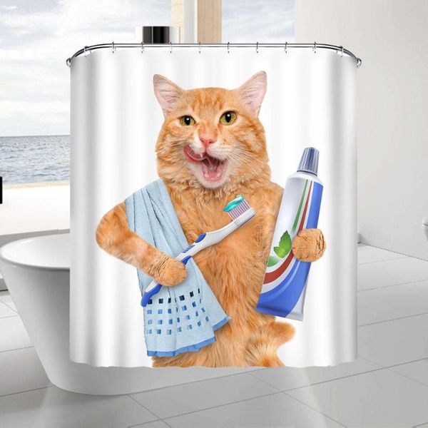 

waterproof shower curtain for bathroom cartoon cat bathtub curtains polyester (150x180cm)