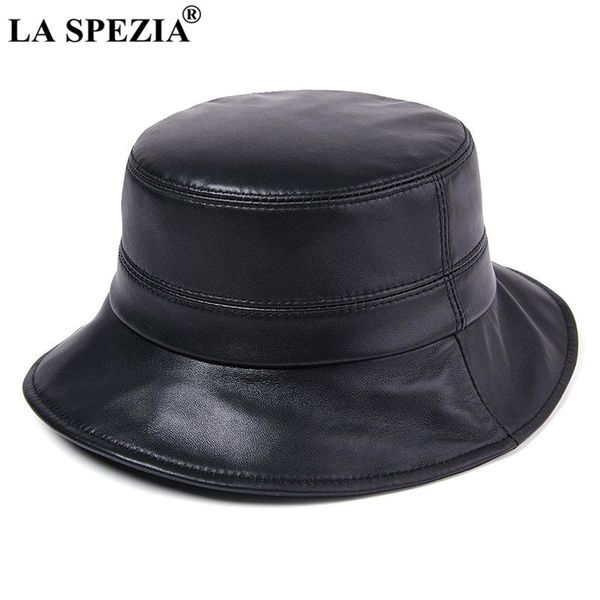 

wide brim hats genuine leather winter hat for women solid black bucket japanese vintage sheepskin ladies autumn brand fishing, Blue;gray