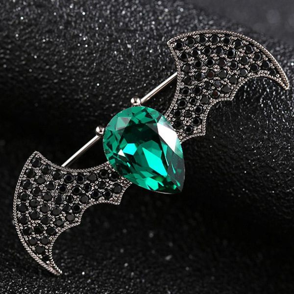 

pins, brooches zlxgirl jewelry green cubic zirconia bat shape men's fashion vintage animal scarf pins men punk broches, Gray